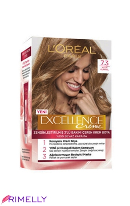 کیت رنگ مو لورآل مدل Excellence شماره 7.3 حجم 48 میلی لیتر رنگ بلوند فندوقی روشن