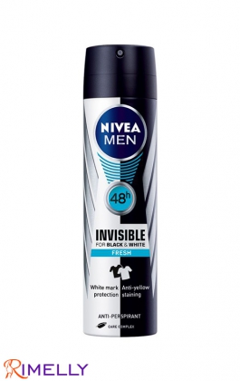 اسپری ضد تعریق مردانه نیوآ NIVEA مدل INVISIBLE FOR BLACK AND WHITE حجم 150 میل